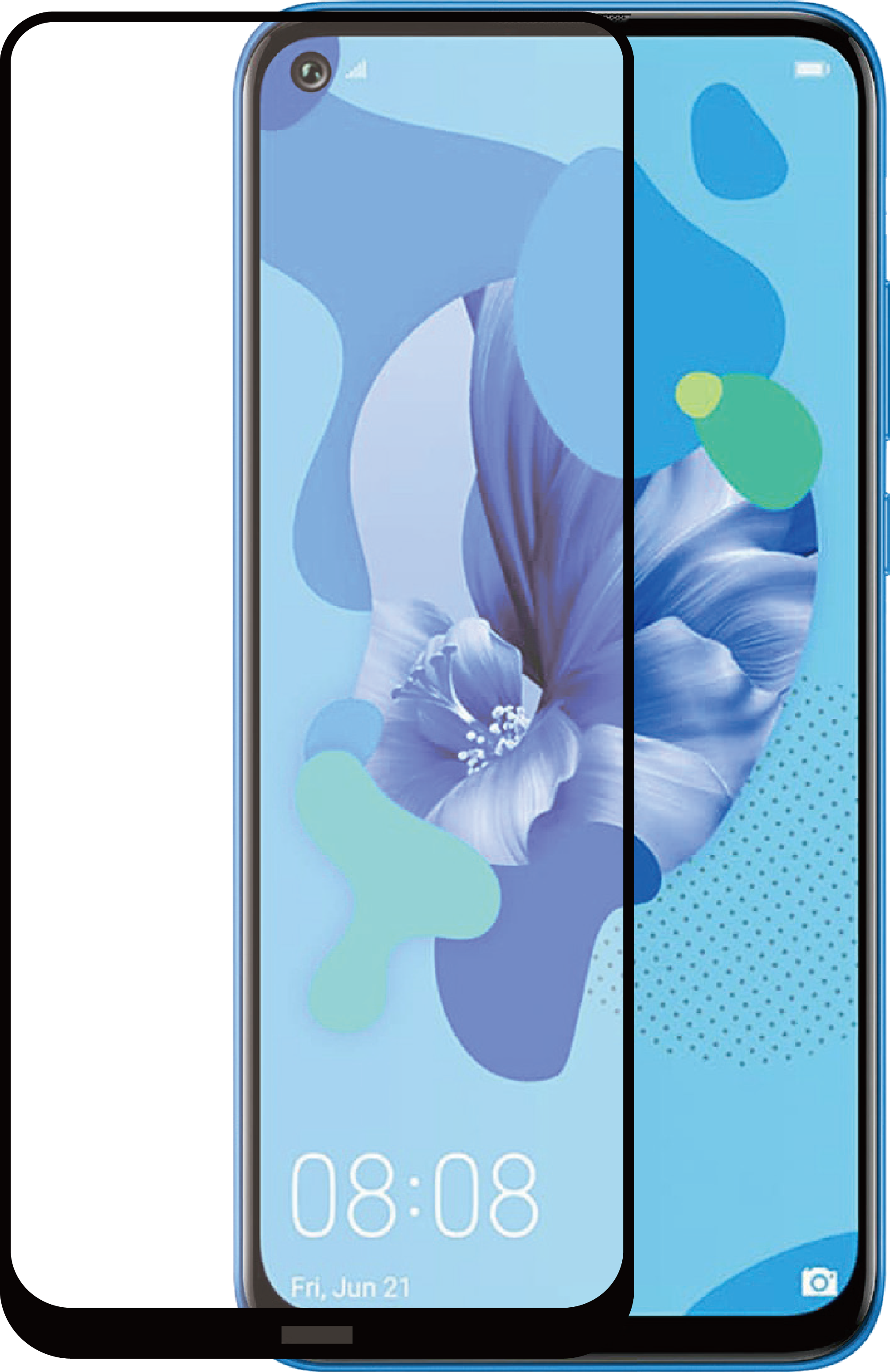 Azuri Tempered Glass Flat Rinox Armor Black Frame Huawei P20 Lite