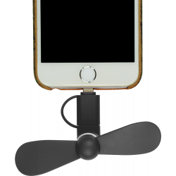 Funtastix Phone Mini Fan with lightning and microusb plug - black