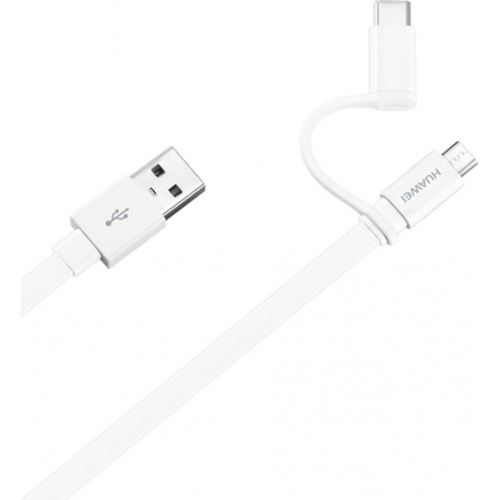 Huawei cable data micro USB & USB-C - blanc
