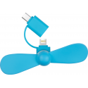 Funtastix Phone Mini Fan with lightning, micro USB and USB Type C plugs - blauw