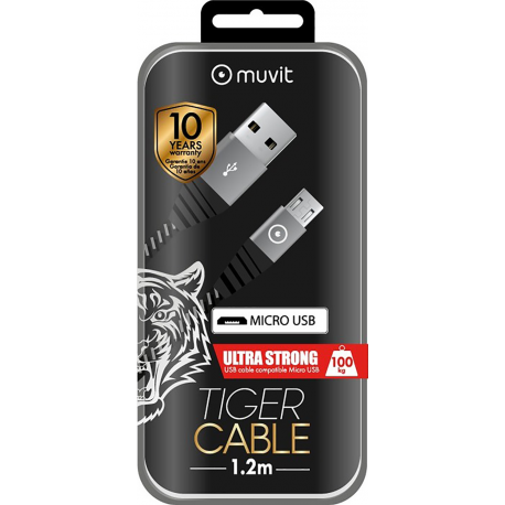 Muvit Tiger Ultra Resistant Cable Micro USB - grijs - 2.4 Amp - 1,2 m