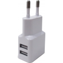 Grab 'n Go 220V USB head (excl USB cable) with 2 USB ports- 2,4 Amp - white