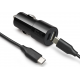 Azuri carcharger with 1xUSB A port 1xUSB-C port with USB-C cable - 4.8A - black