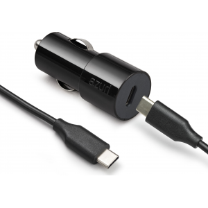 Azuri PD and QC carcharger avec 1xUSB-C port avec câble USB-C - noir - 18W