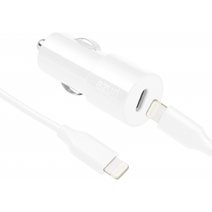 Azuri PD and QC autolader 1xUSB-C port met Lightning kabel - wit - 18W - MFI