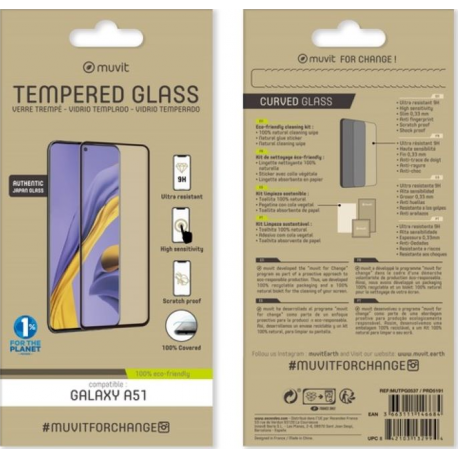 Muvit Tempered Glass Flat - Case Friendly - pour Samsung Galaxy A51