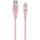 XQISIT Cotton braided Lightn. to USB-A 2.0 200cm - Rose gold