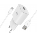 XQISIT Travel Charger 2.4A Single USB A - Cable USB A to micro USB - Blanc