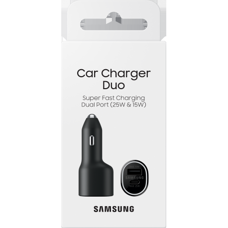 Samsung chargeur voiture duo + cable - USB A + USB C - charge rapide 40W - noir