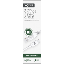 XQISIT Charge & Sync USB C 3.1 to USB A 100cm - Blanc