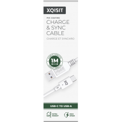 XQISIT Charge & Sync USB C 3.1 to USB A 100cm - Wit