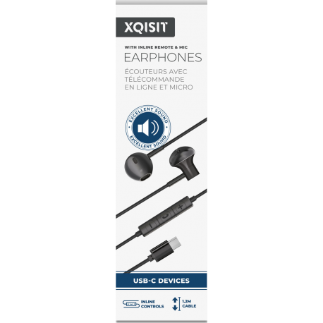 XQISIT Button type headset wired w/ USB-C plug - Wit