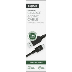 XQISIT Charge & Sync USB C 3.1 to USB A 100cm -Black