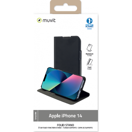 Muvit Recycletek Folio Stand - noir - pour iPhone 14