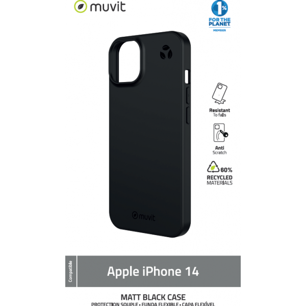 Bijdrager streep afbreken Muvit Recycletek Soft Cover - zwart - voor iPhone 14