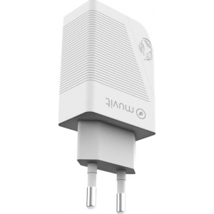 muvit for change chargeur secteur pd 20w + qc 3.0 18w blanc