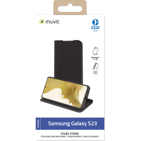 Muvit for change folio stand recycletek black - samsung galaxy s23