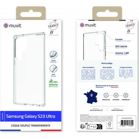 Muvit for france transparent reinforced soft cover - Samsung S23 Ultra