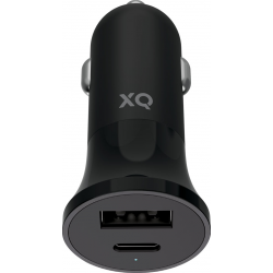 XQISIT Car Charger Dual Port USB C/USB A 27W - Black