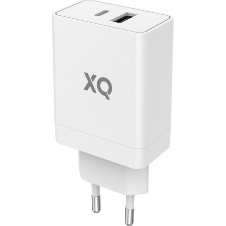 XQISIT Travel Charger PD Dual USB-A /USB-C - Blanc