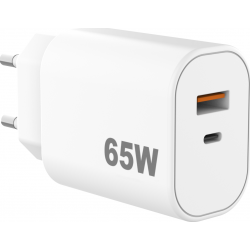 Sinox Wall Charger PD 65W USB-A+USB-C GAN-PPS - Wit