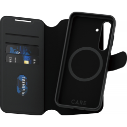 CARE. by Panzerglass Feature Two-in-One Wallet Case QI - Noir - pour Samsung S24