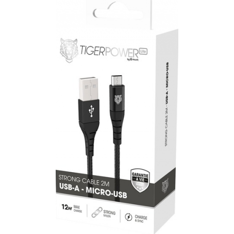 Muvit Tiger Cable USB-A to micro USB 2M - Black