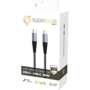 Muvit Tiger Cable USB-C to USB-C 100W 1.2M - Noir