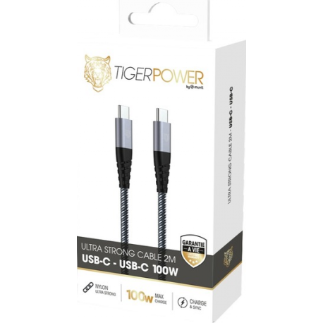 Muvit Tiger Cable USB-C to USB-C 100W 2M - Black