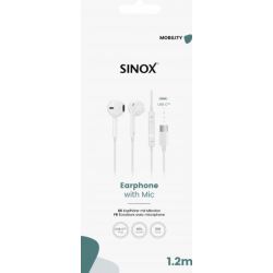 Sinox earphone wired headset with mic Jack USB-C - Wit