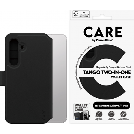 CARE. by PZ Feature Case Tango Two-in-One Wallet w QI -Noir- Samsung S25 Plus