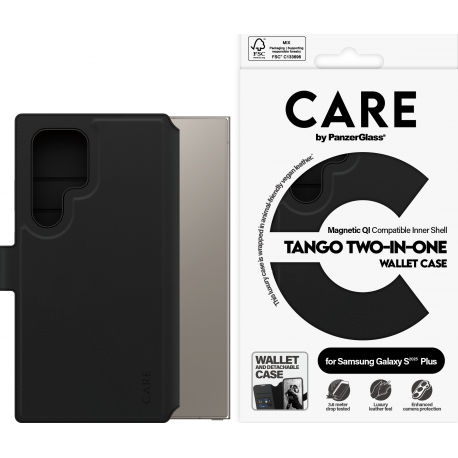 CARE. by PZ FeatureCase Tango Two-in-One Wallet w QI -Black- Samsung S25 Ultra