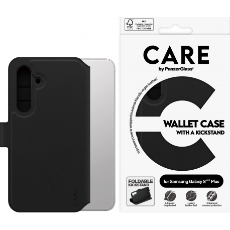 CARE. by PZG Feature Wallet Case w. Kickstand - Noir - Samsung S25 Plus