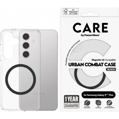 CARE. by PZG Flagship Case Urban Combat w. Black QI - Clear - Samsung S25 Plus