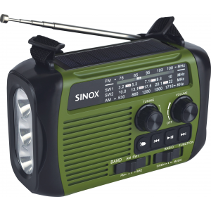 SINOX Emergency Survival Radio/Lamp/Powerbank - USB-C - Groen/Zwart