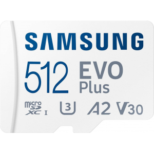 Samsung Evo plus 512 GB micro SD class 10 - read up to 160MB/s - met adapter