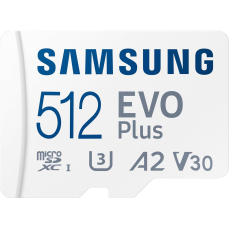 Samsung Evo plus 512 GB micro SD class 10 - read up to 160MB/s - avec adapter