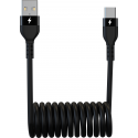 Grab & Go by Sinox - Spiral Cable USB A to USB C 10cm/1m - Black