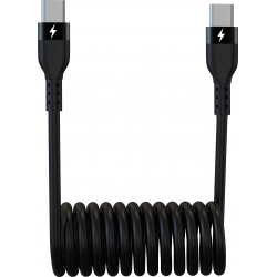 Grab & Go by Sinox - Spiral Cable USB C to USB C 10cm/1m - Black