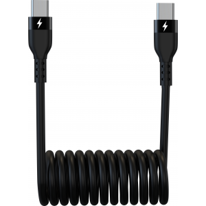 Grab & Go by Sinox - Spiral Cable USB C to USB C 10cm/1m - Black