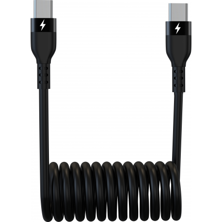 Grab & Go by Sinox - Spiral Cable USB C to USB C 10cm/1m - Noir