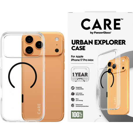 CARE by Panzerglass Case Urban Explorer MagSafe Noir - Clear - iPhone 17 Pro Max