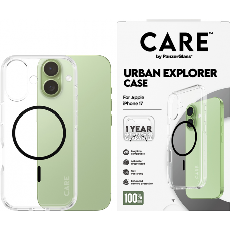 CARE by Panzerglass FS Case Urban Explorer MagSafe Noir - Clear - iPhone 17