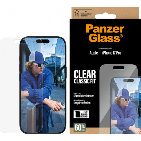 PanzerGlass Screen Protector Classic Fit - Transparent - Apple iPhone 17 Pro