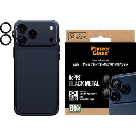 PanzerGlass Hoops Lens Protector - Noir - pour iPhone 17 Pro/17 Pro Max