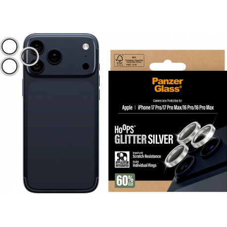 PanzerGlass Hoops Lens Protector - Glitter Silver - iPhone 17 Pro/17 Pro Max