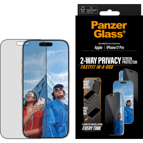 PanzerGlass Privacy Screen Pro UWF Fastfit in-a-box - Clear - iPhone 17 Pro