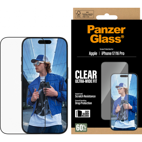 PanzerGlass Screen Protector Ultra-Wide Fit - Clear - pour iPhone 17