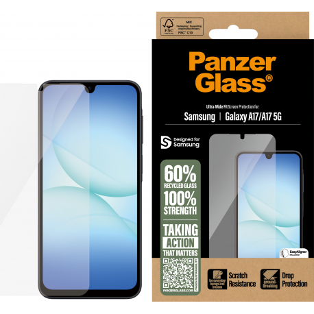 PanzerGlass Screen Protector Ultra-Wide Fit - Clear - Samsung Galaxy A17 4G/5G