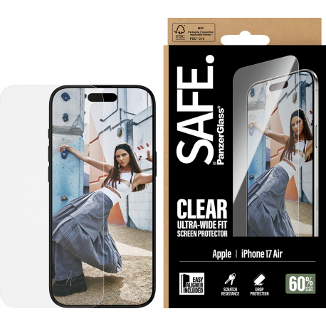 SAFE. by Panzerglass Screen Protector Ultra-Wide Fit - Clear - iPhone 17 Air